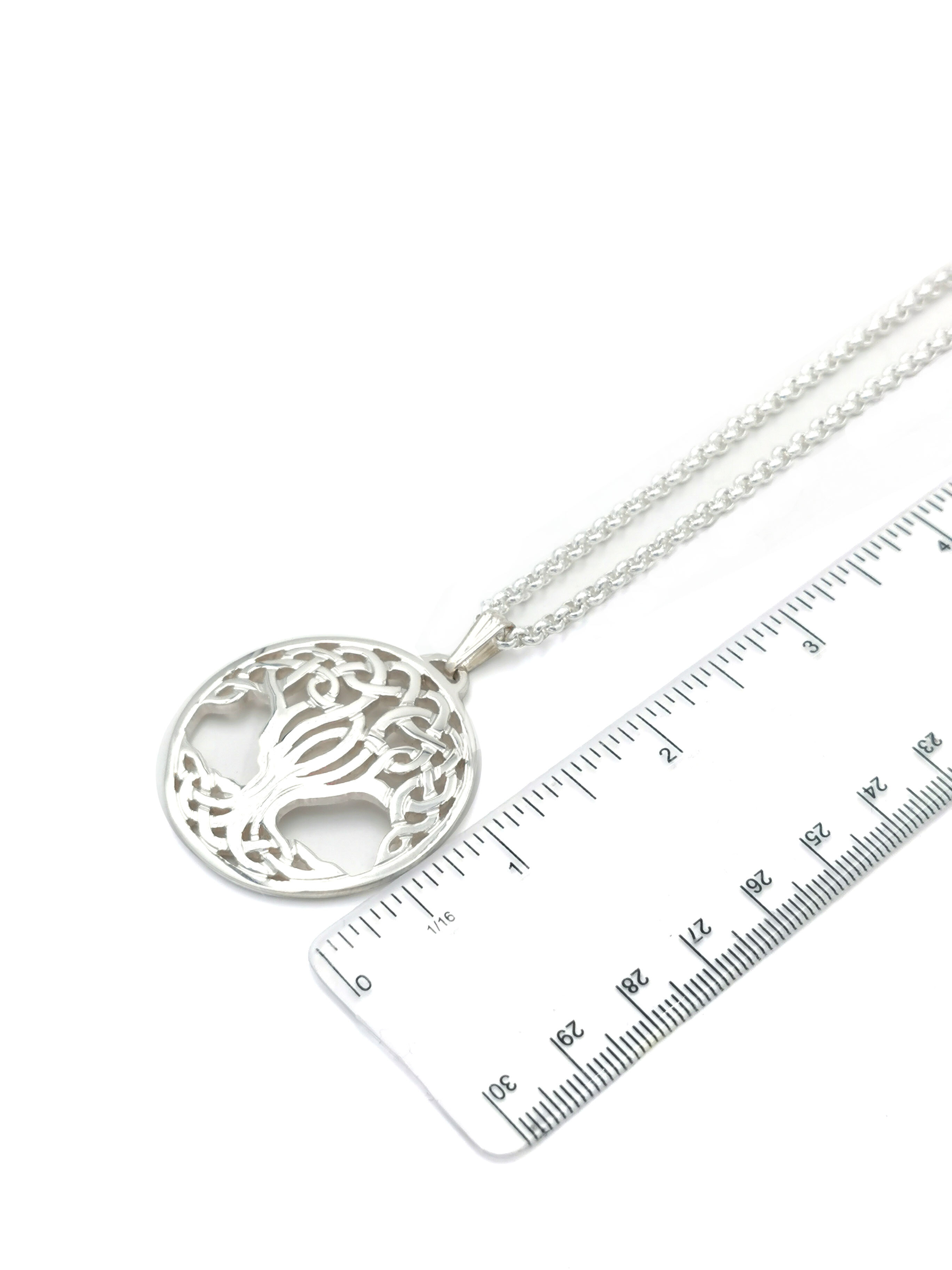 Large Gorgeous Sterling Silver Tree of Life Necklace With a Polished Finish. Picture For Scale.
