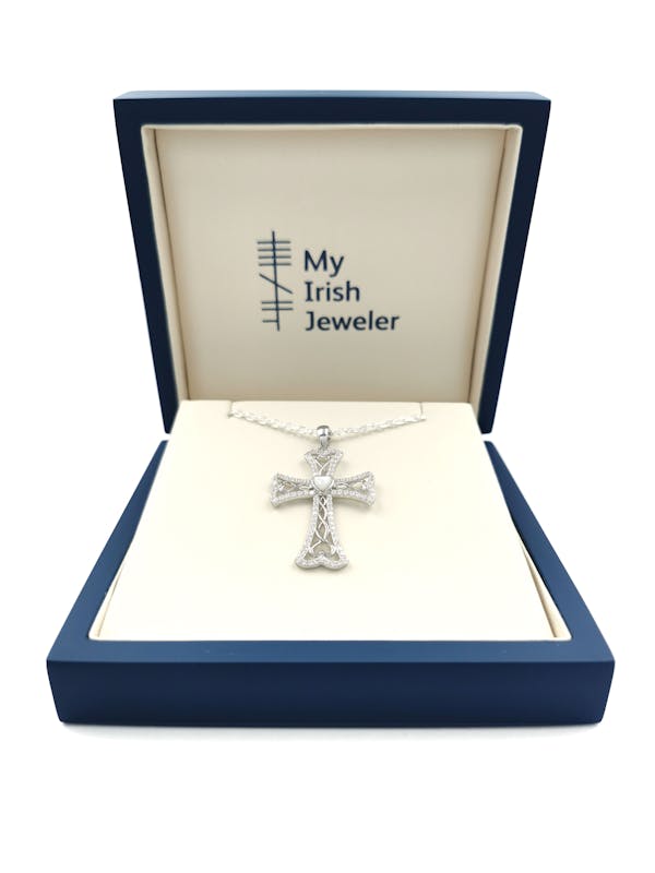 Womens Real Sterling Silver Celtic Cross Necklace. In Luxury Packaging.
