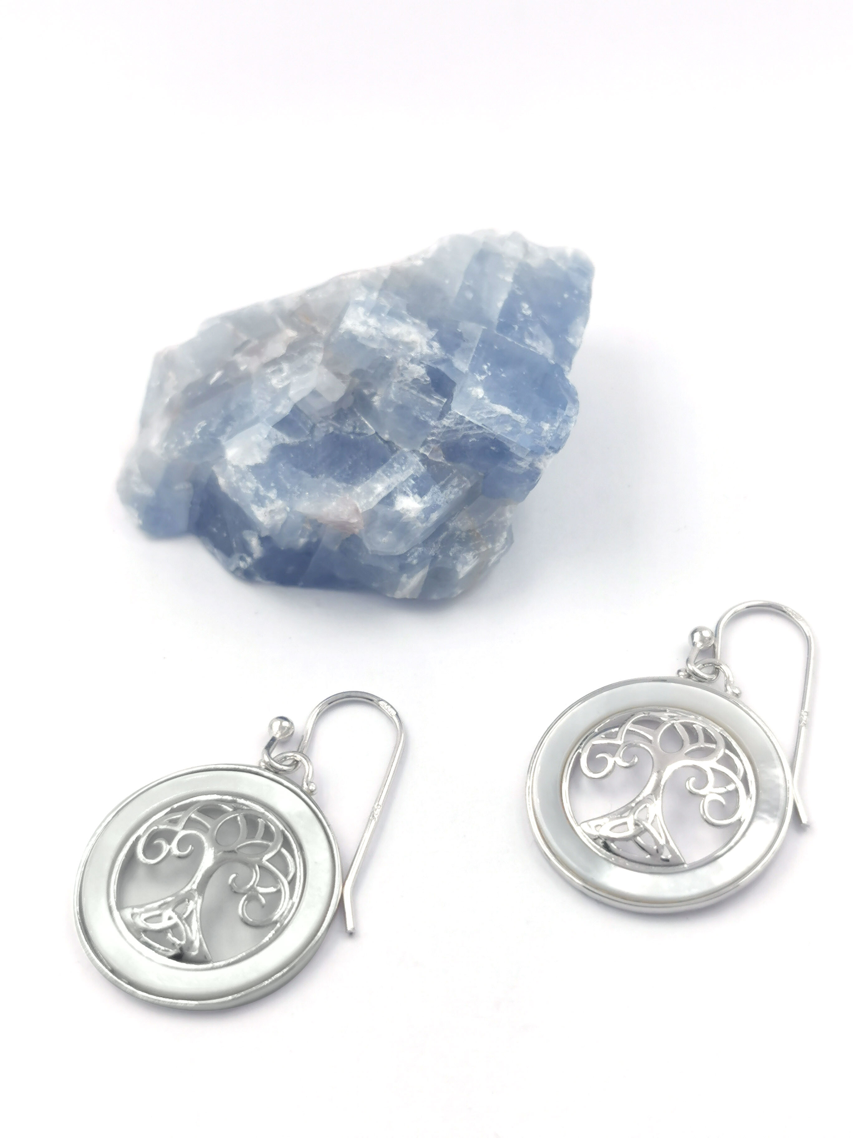 Womens Sterling Silver Tree of Life Earrings