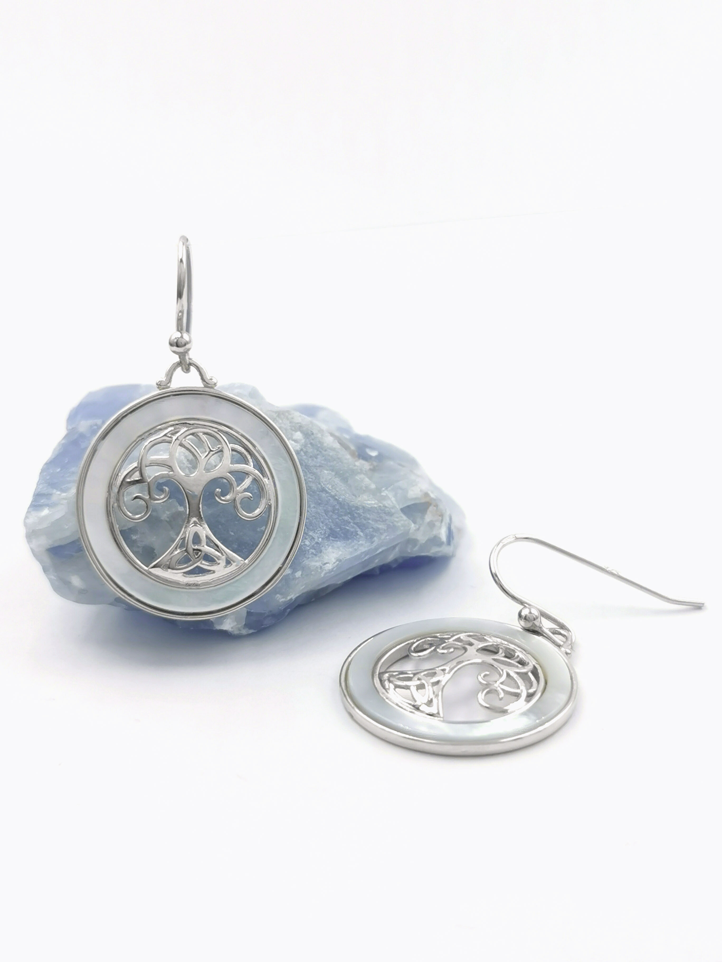 Womens Tree of Life Earrings in Sterling Silver