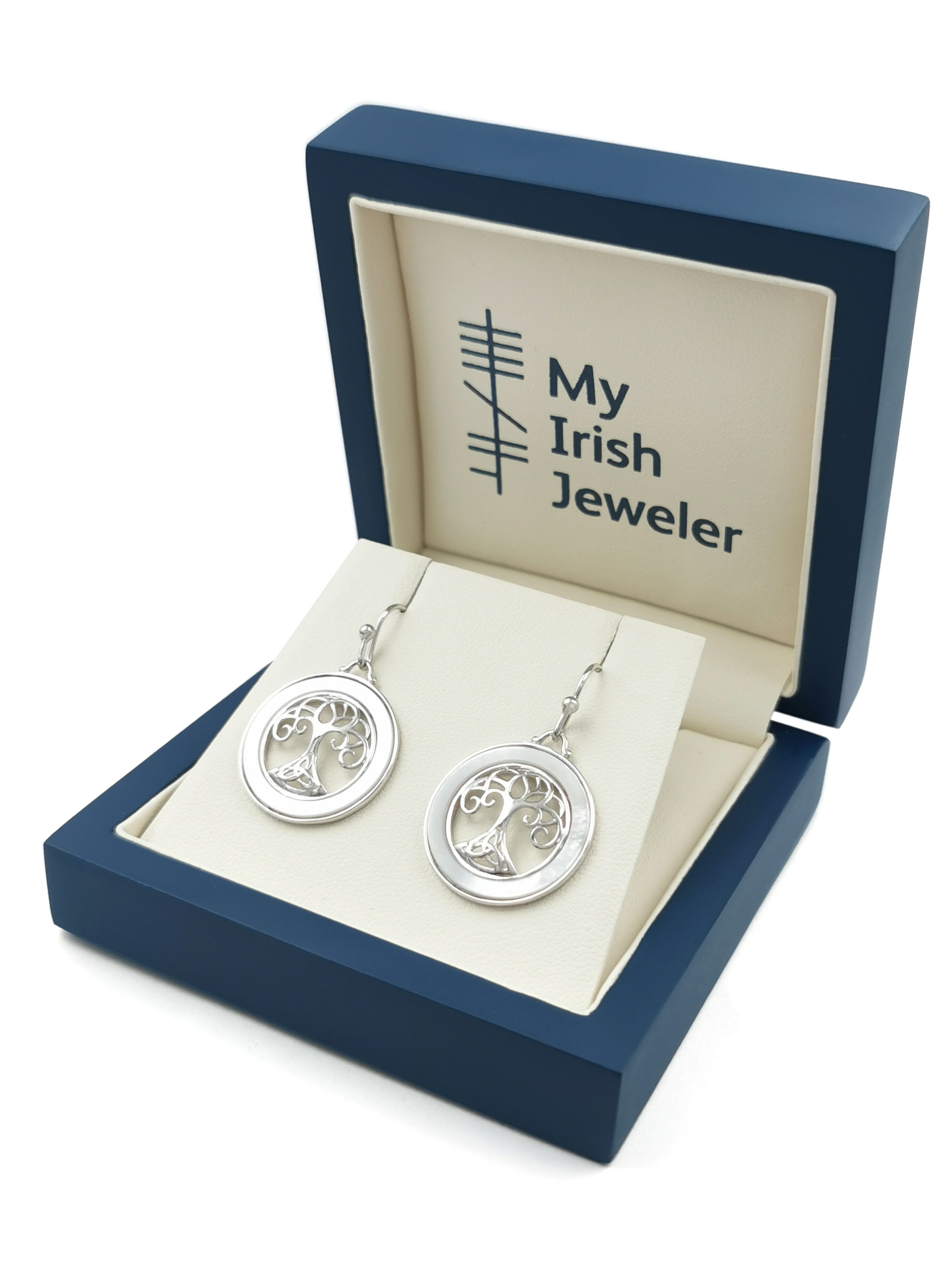 Womens Tree of Life Earrings in Sterling Silver. In Luxury Packaging.