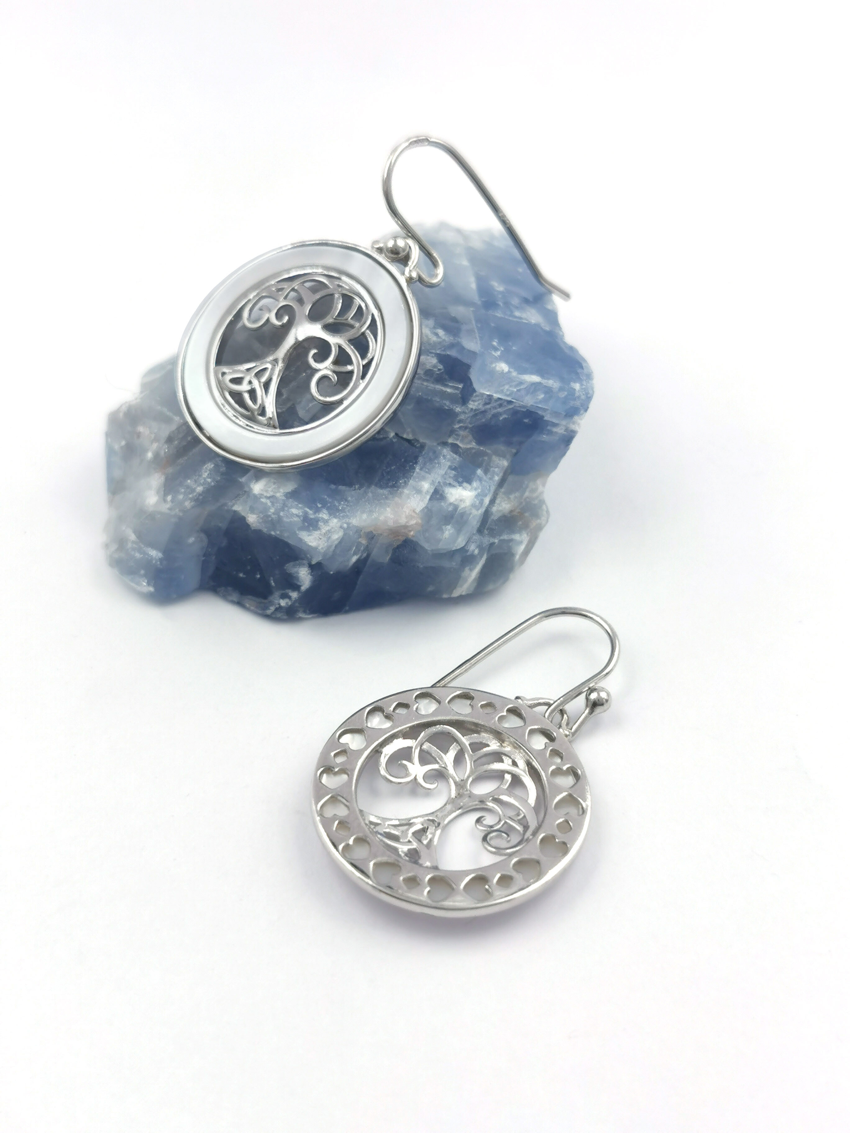 Real Sterling Silver Tree of Life Earrings For Women. Picture Of The Reverse Side.