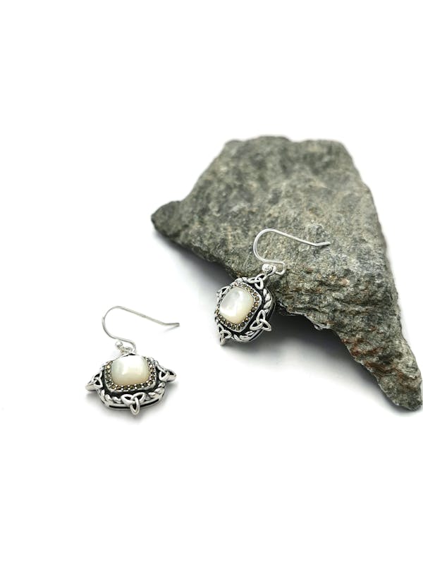 Authentic Sterling Silver Trinity Knot Earrings With a Oxidized Finish For Women