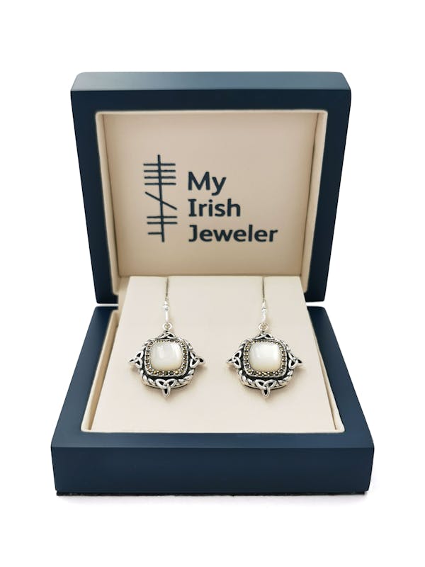 Genuine Sterling Silver Trinity Knot Earrings For Women With a Oxidized Finish. In Luxury Packaging.
