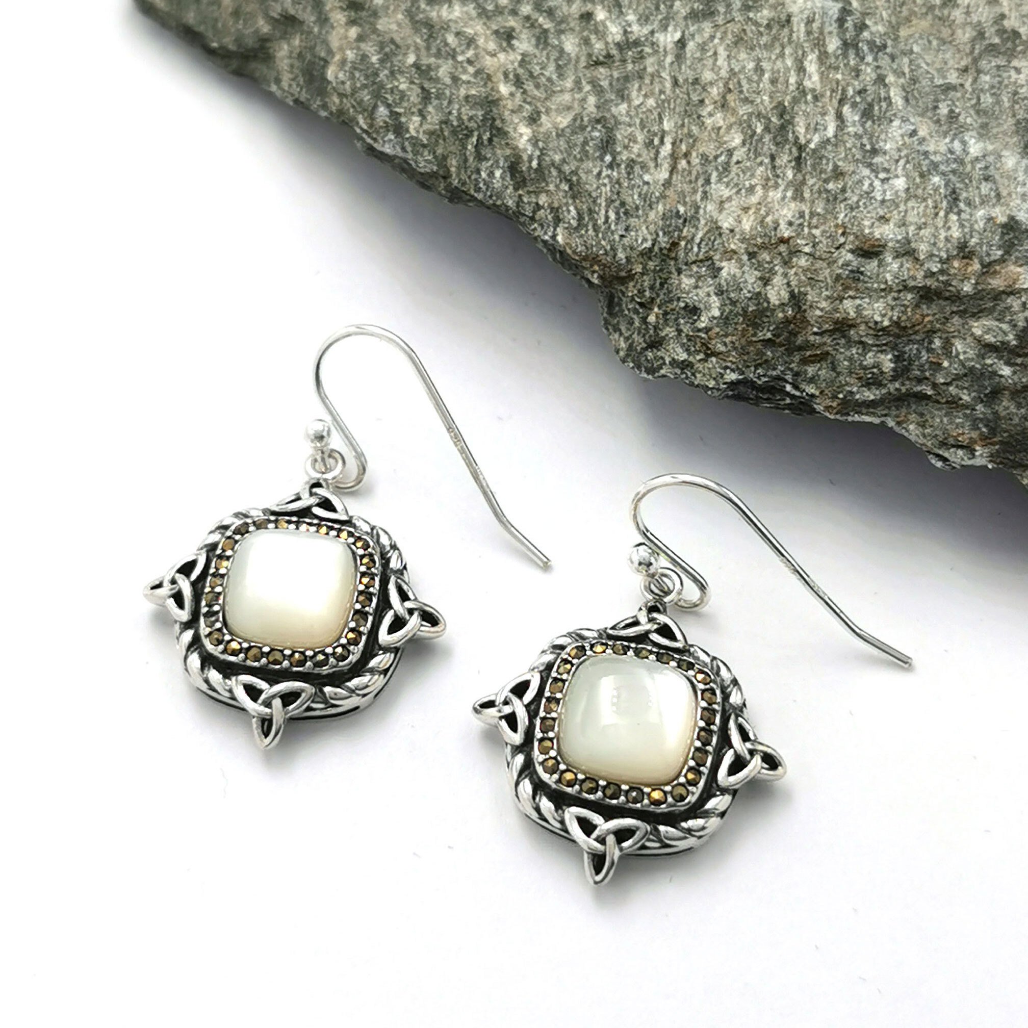 Art Deco Mother of pearl inlay earrings – AZGA