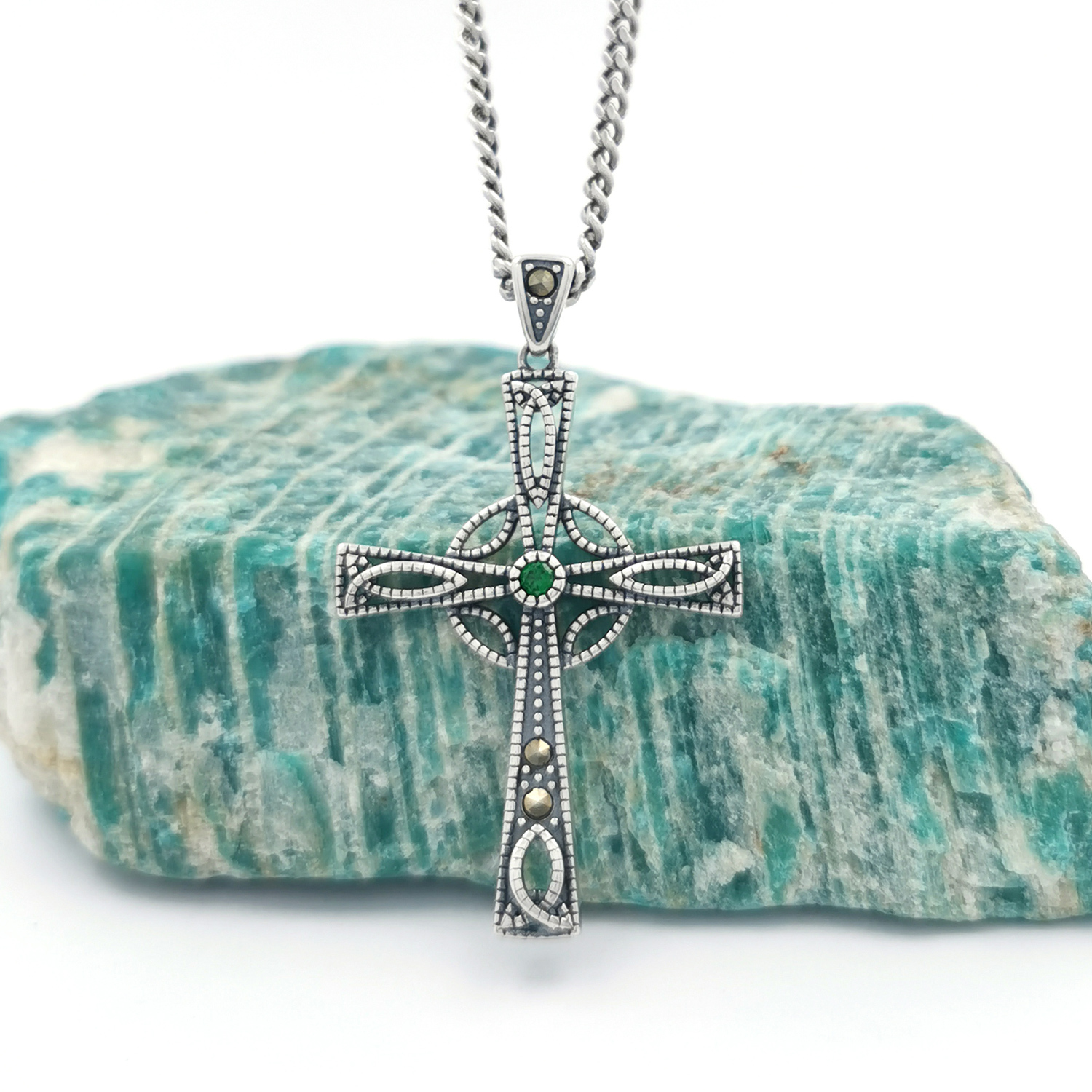 Silver Marcasite Celtic Cross