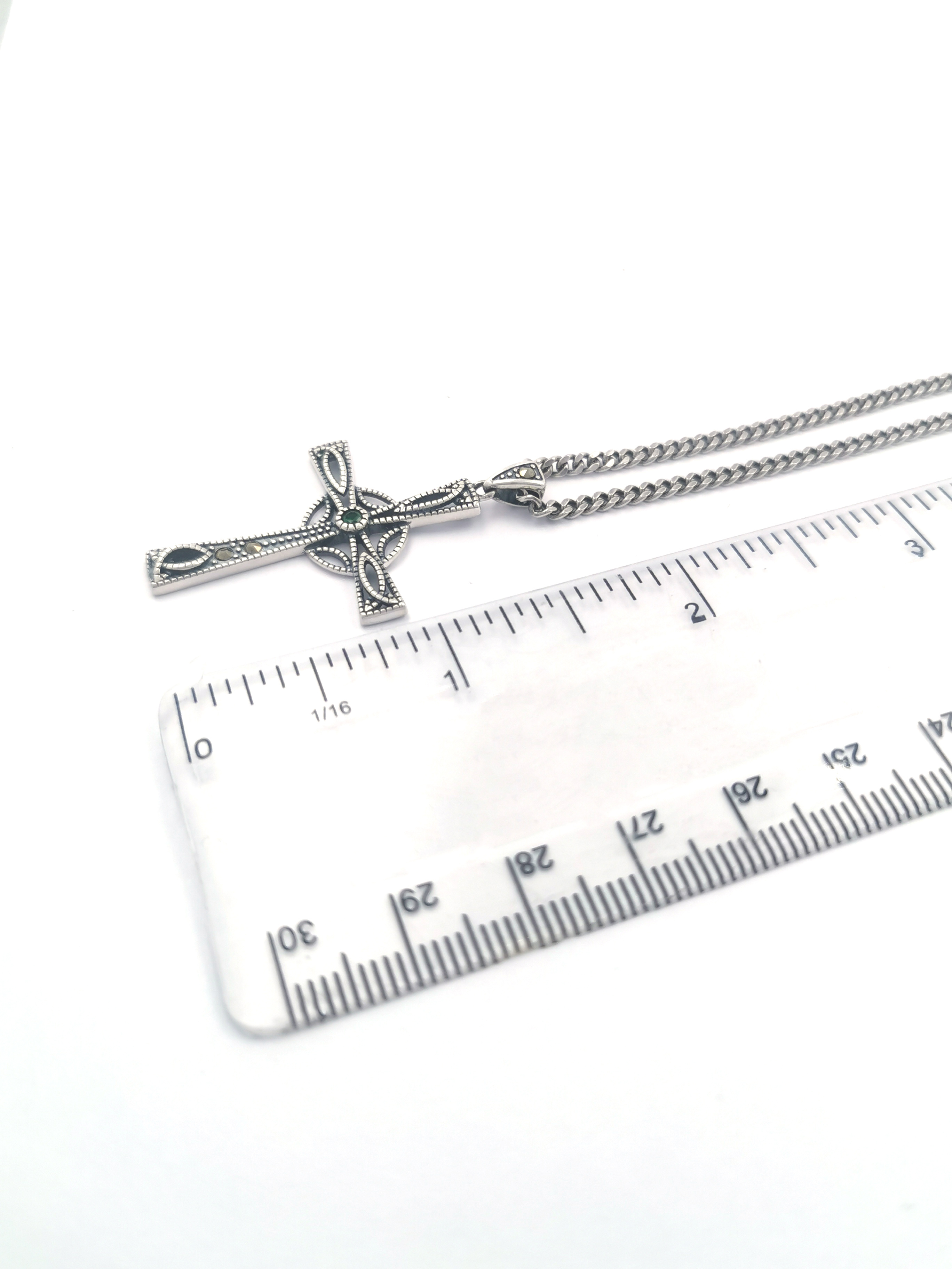 Genuine Sterling Silver Celtic Cross Necklace For Women. Picture For Scale.