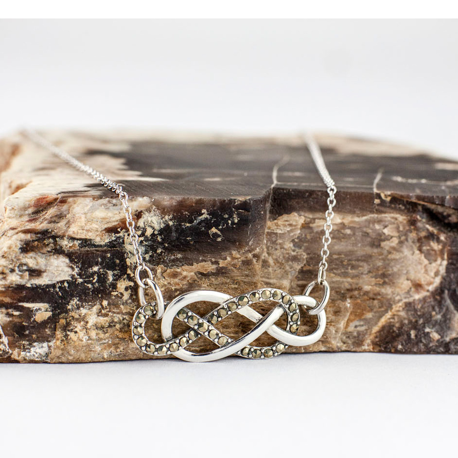 Sterling Silver Entwined Marcasite Necklace