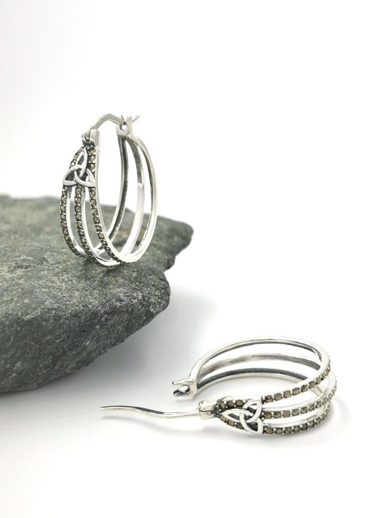Marcasite hoop earrings Clearance