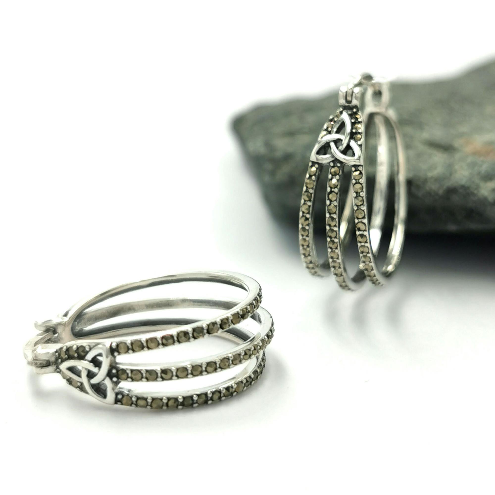 Sterling Silver Marcasite Hoop Earrings, From… | My Irish Jeweler