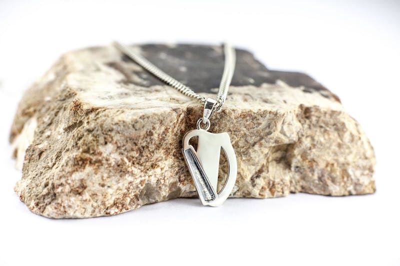Real Sterling Silver Irish Harp Necklace For Women. Picture Of The Reverse Side.