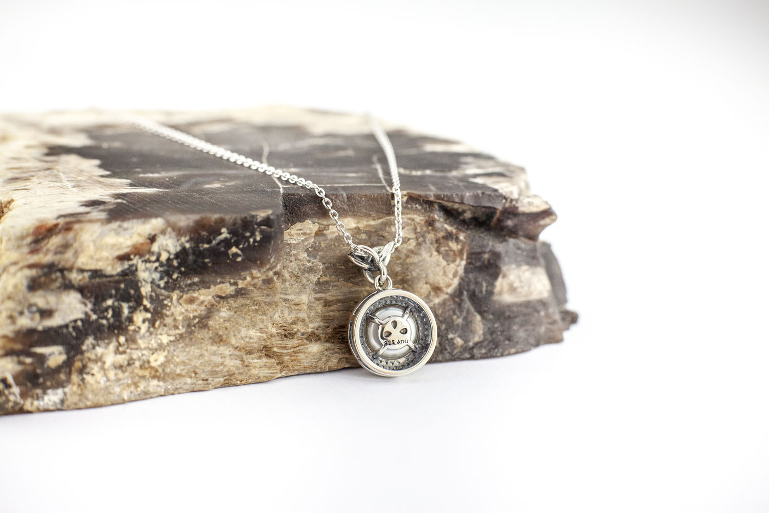 Genuine Sterling Silver Trinity Knot Necklace For Women. Picture Of The Reverse Side.