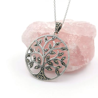 Silver large Marcasite Tree Of Life Pendant