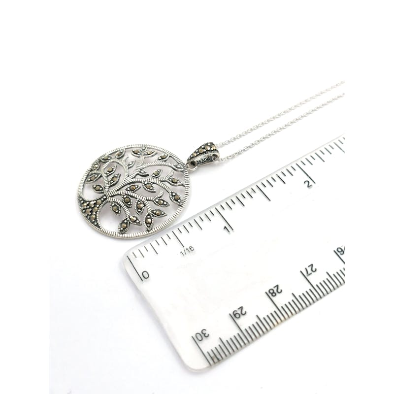 Large Womens Authentic Sterling Silver Tree of Life Necklace. Picture For Scale.