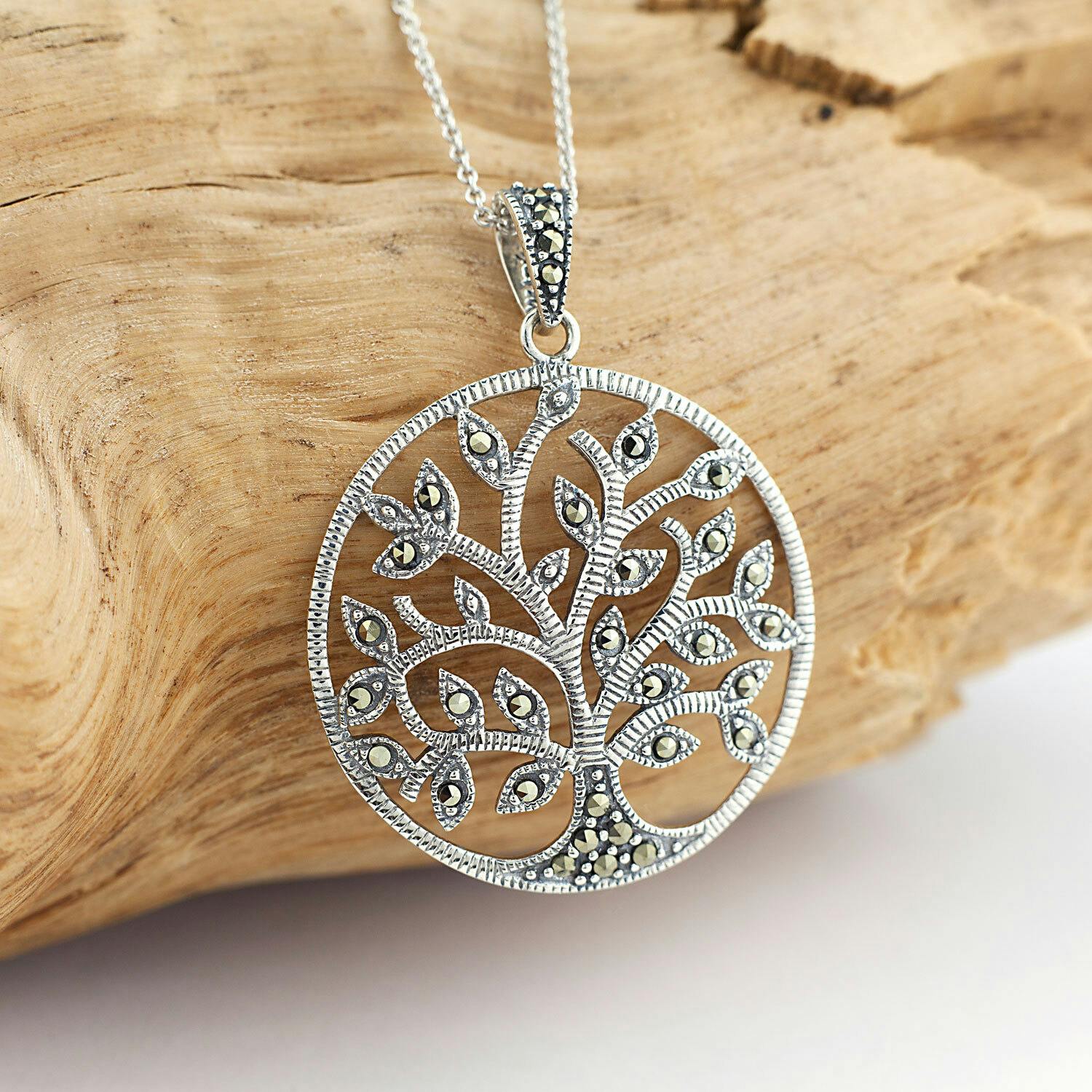 Sterling Silver Marcasite Tree Of Life Pendant,… | My Irish Jeweler