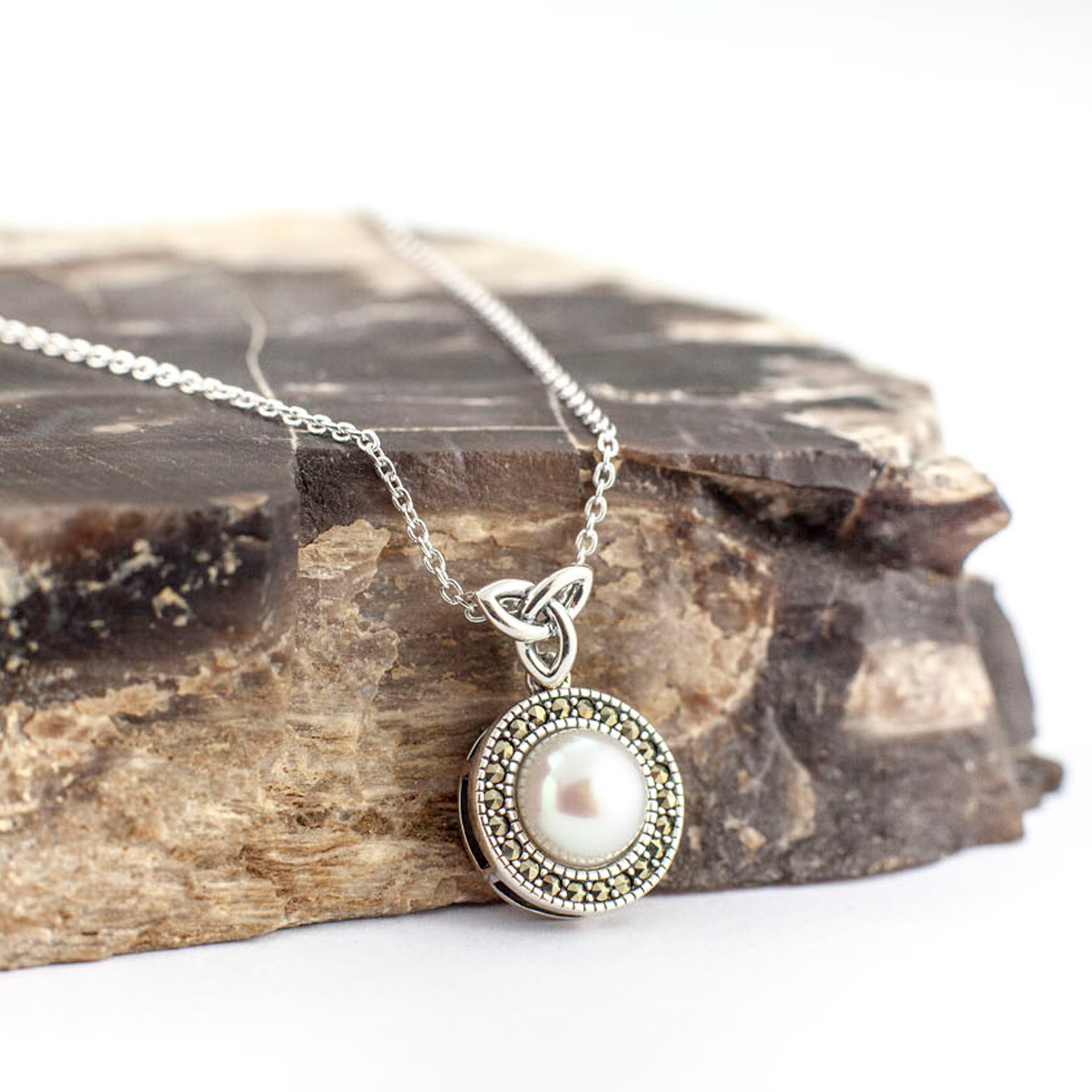 Genuine Sterling Silver Trinity Knot Necklace For Women
