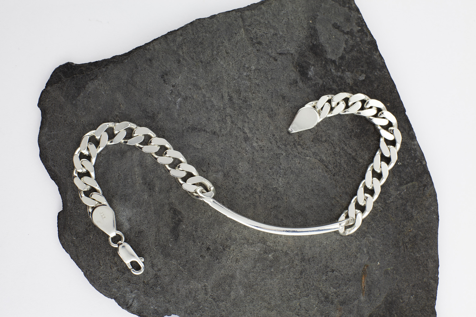 Mens Irish Sterling Silver Ogham Bracelet. Side View.