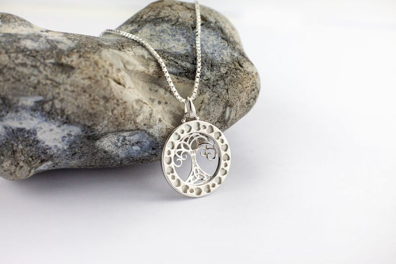 Gorgeous Sterling Silver Tree of Life Necklace For Women. Picture Of The Reverse Side.