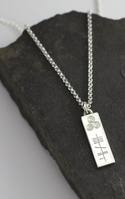 Ogham & Triskele - Shown with Luxury Rolo Chain