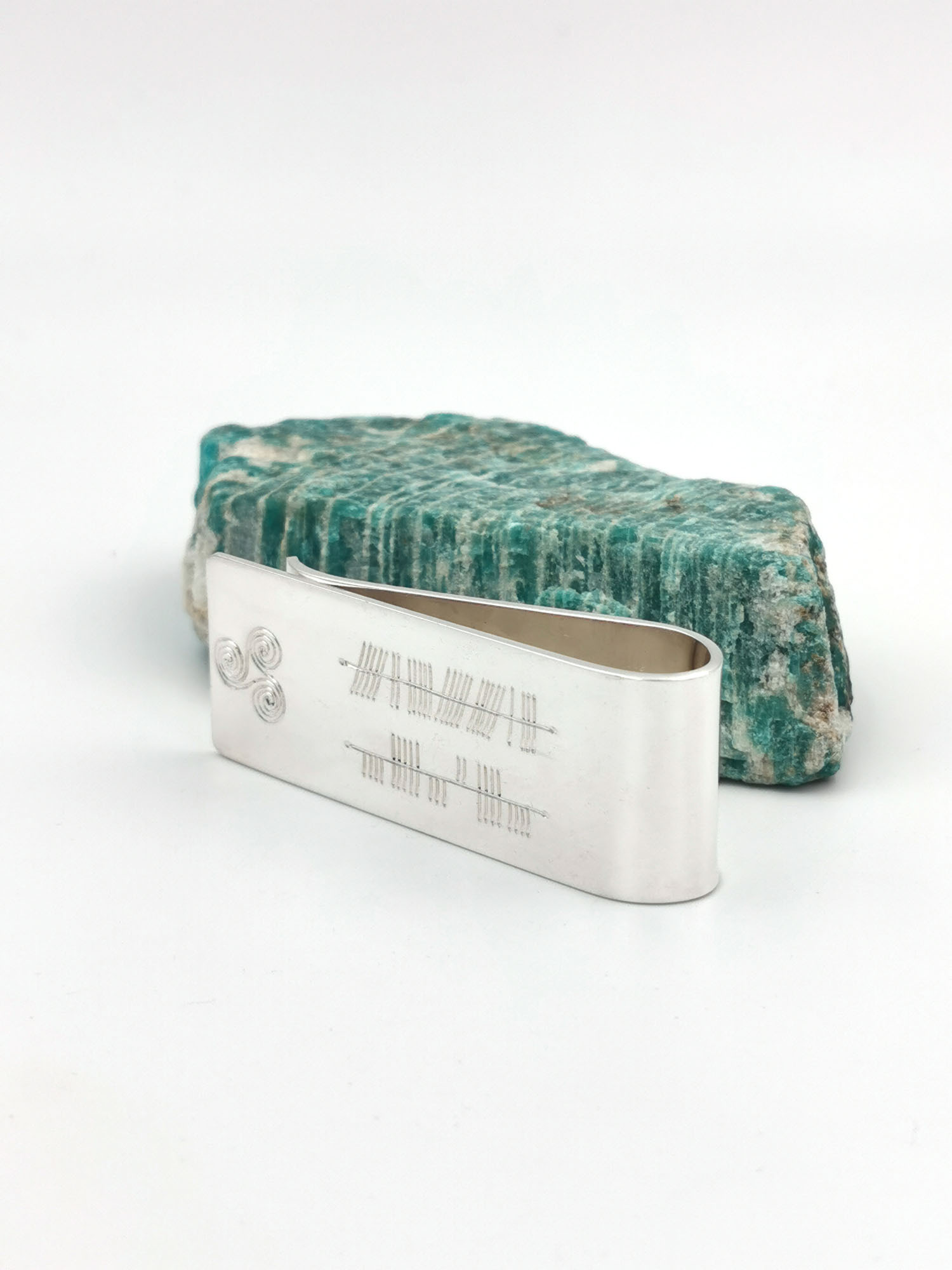 Authentic Sterling Silver Personalizable Newgrange & Ogham Moneyclip For Men