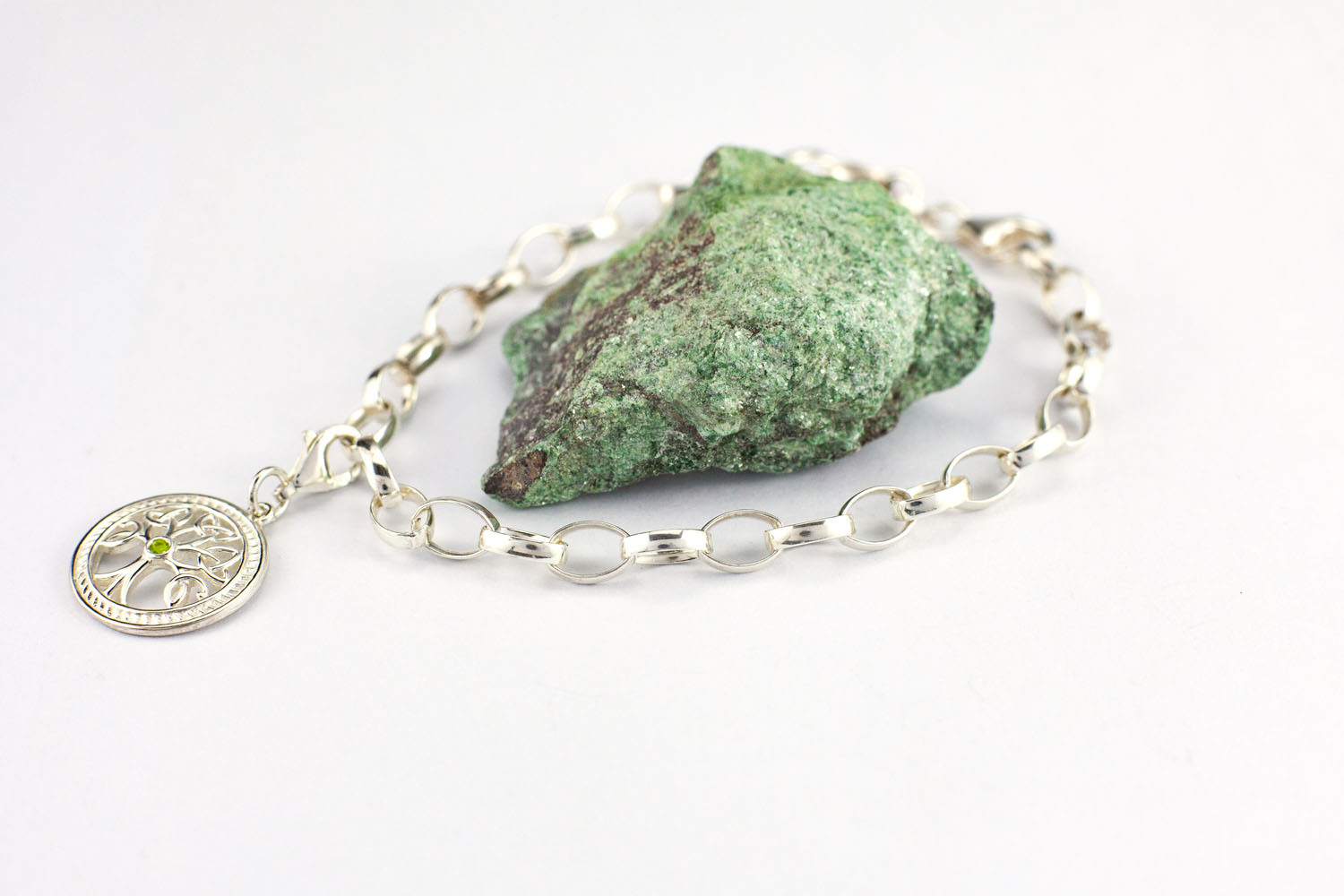 Real Sterling Silver Tree of Life Bracelet For Women. Photographed Open.