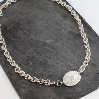Sterling Silver Oval History Of Ireland Necklace
