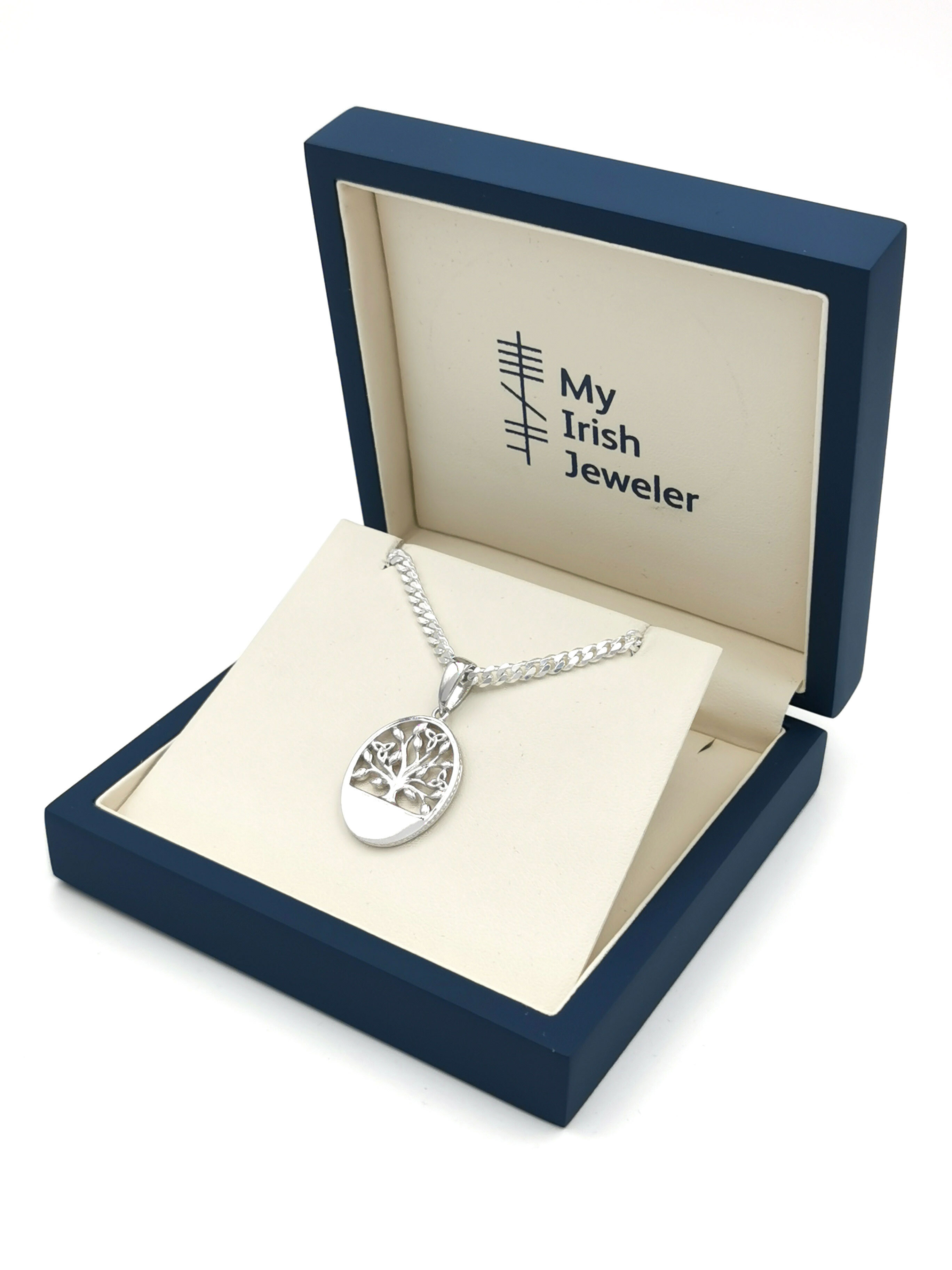 Striking Sterling Silver Tree of Life Necklace With a Polished Finish For Women. In Luxury Packaging.