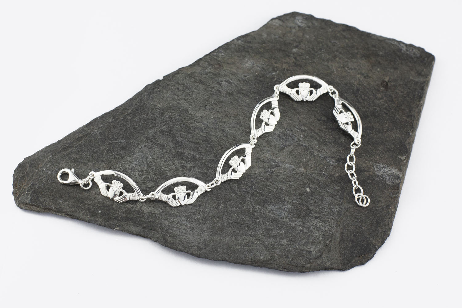 Womens Claddagh Bracelet in Real Sterling Silver