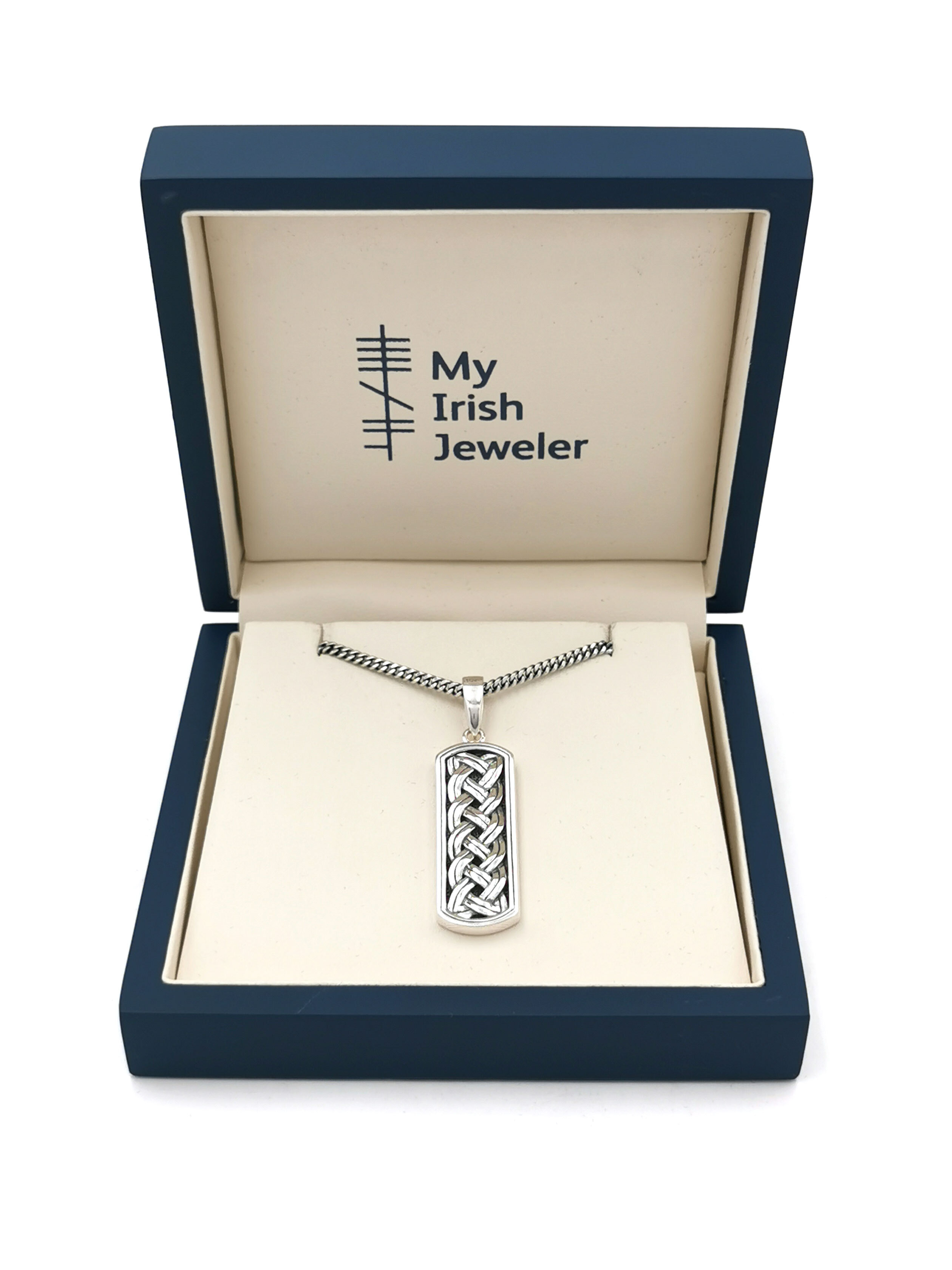 Genuine Sterling Silver Celtic Knot Necklace For Men With a Oxidised Finish. In Luxury Packaging.