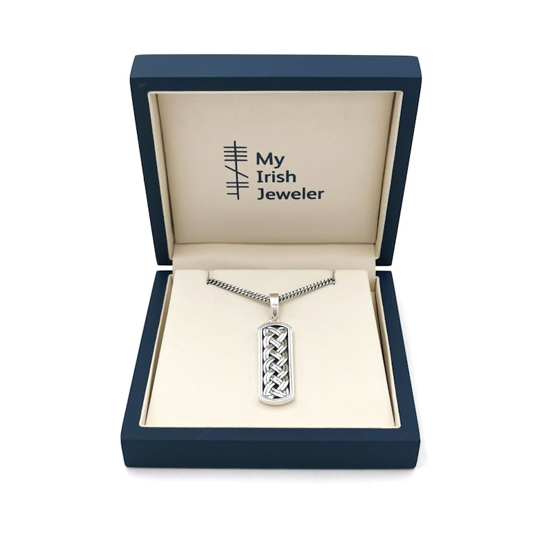 Genuine Sterling Silver Celtic Knot Necklace For Men With a Oxidized Finish. In Luxury Packaging.