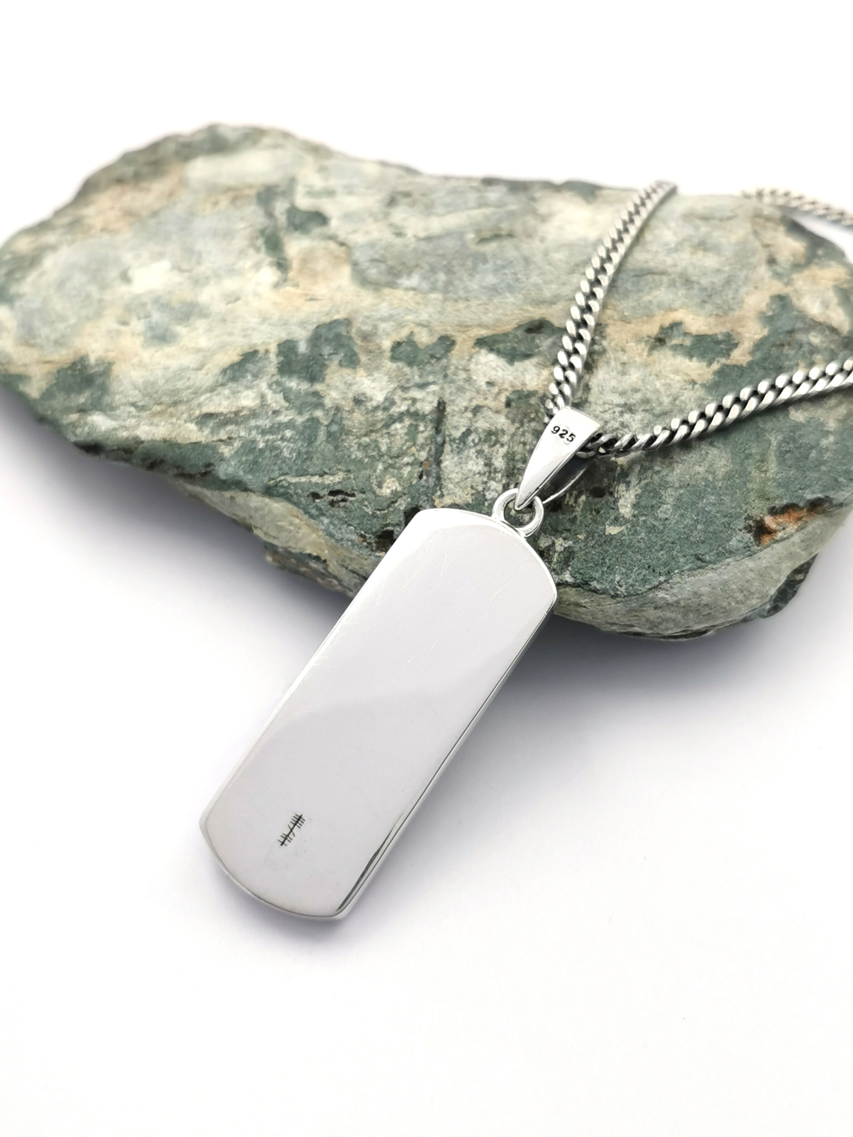 Celtic Knot - Reverse of Pendant with Our "Home" Logo in Ogham