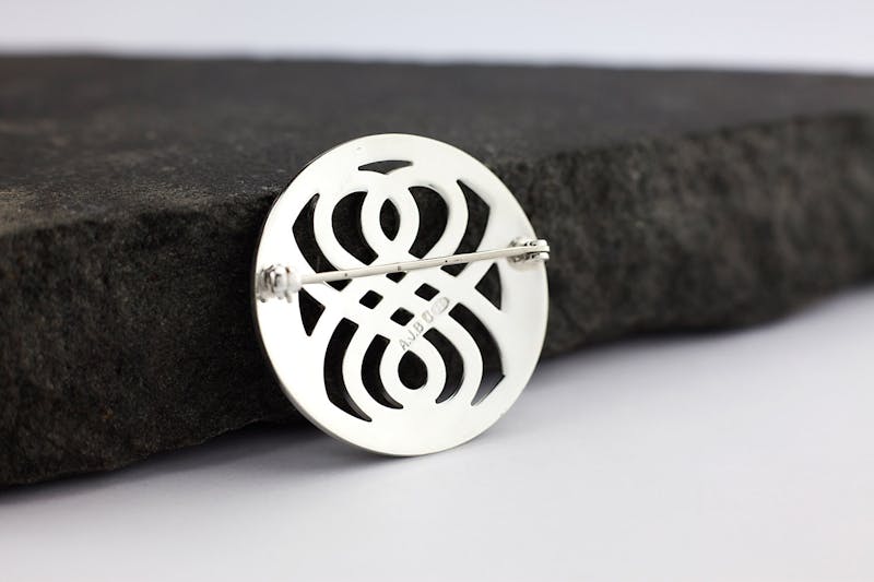 Womens Celtic Knot Brooch in Real Sterling Silver. Picture Of The Reverse Side.