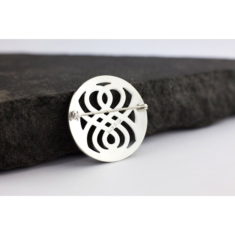 Womens Celtic Knot Brooch in Real Sterling Silver. Picture Of The Reverse Side.