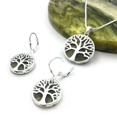 Sterling Silver Connemara Marble Tree Of Life Gift Set