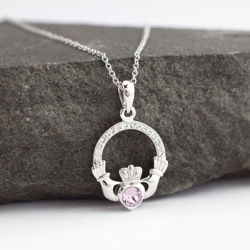 Womens Personalized Sterling Silver June Birthstone Necklace