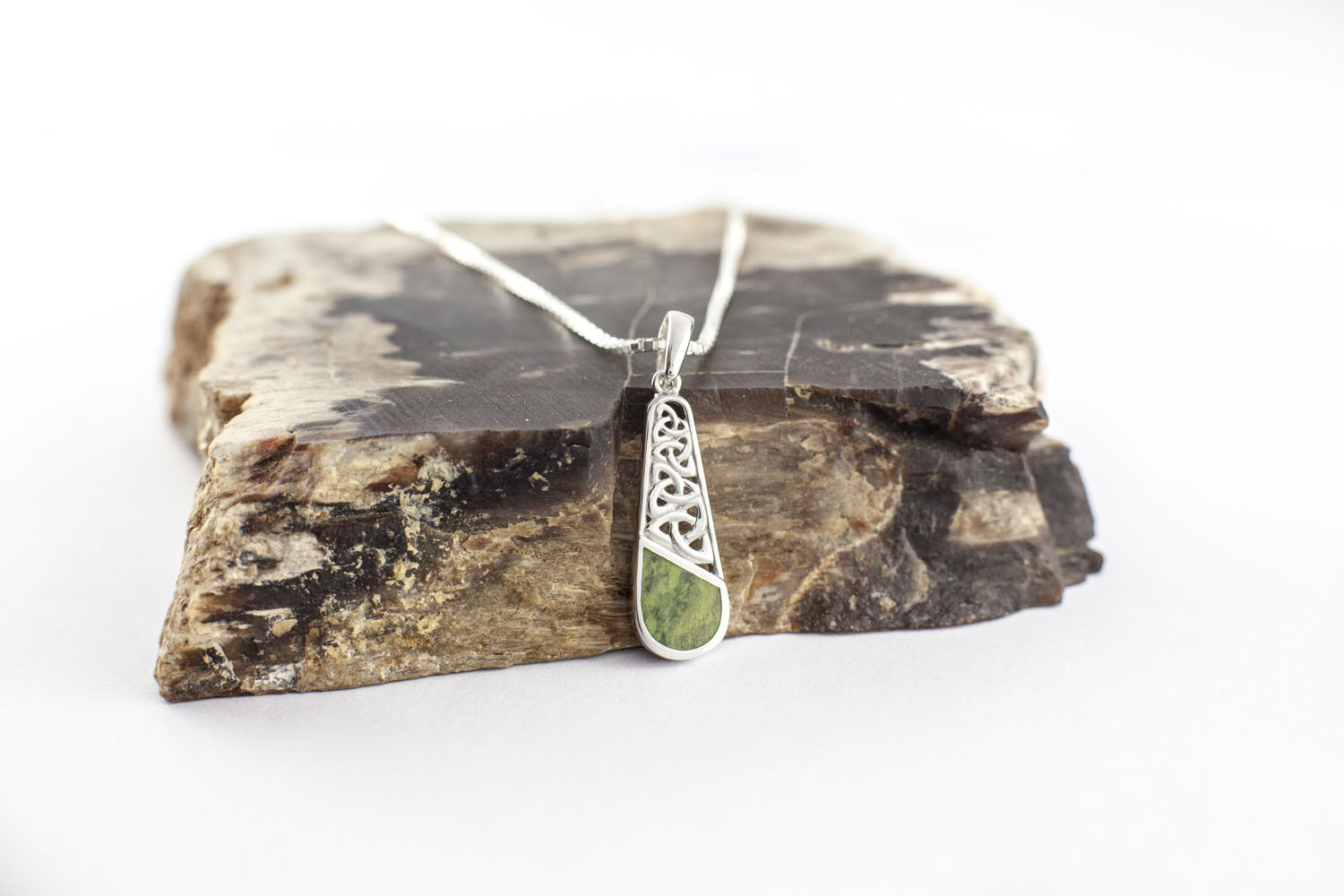 Real Sterling Silver Trinity Knot & Connemara Marble Gift Set For Women