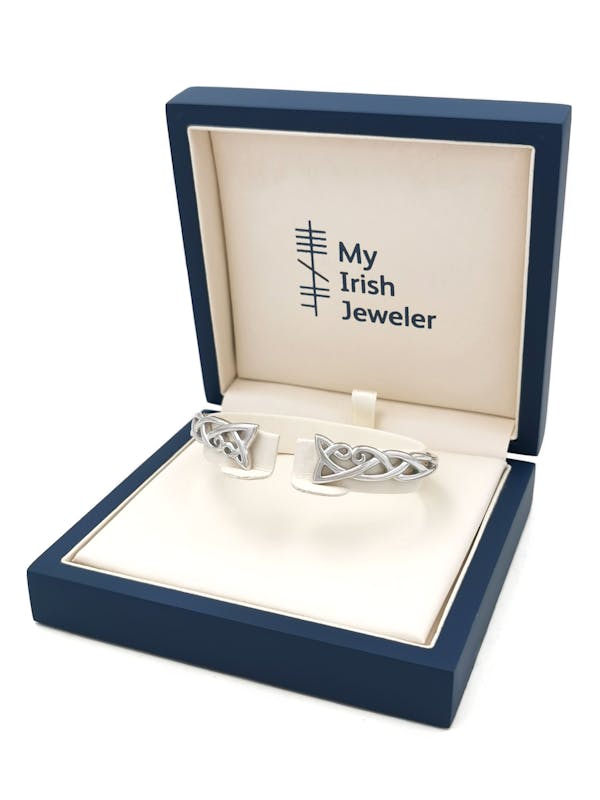 Womens Irish Sterling Silver Celtic Knot Bracelet. In Luxury Packaging.