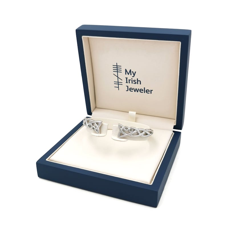 Womens Irish Sterling Silver Celtic Knot Bracelet. In Luxury Packaging.