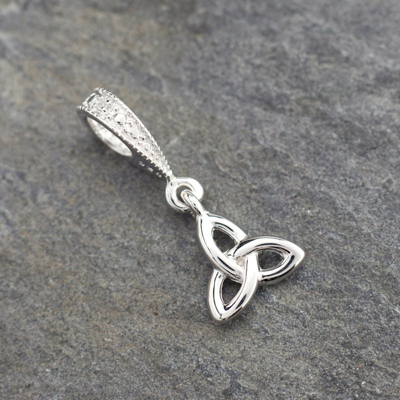 Sterling Silver Celtic Trinity Knot Diamond Set Bead