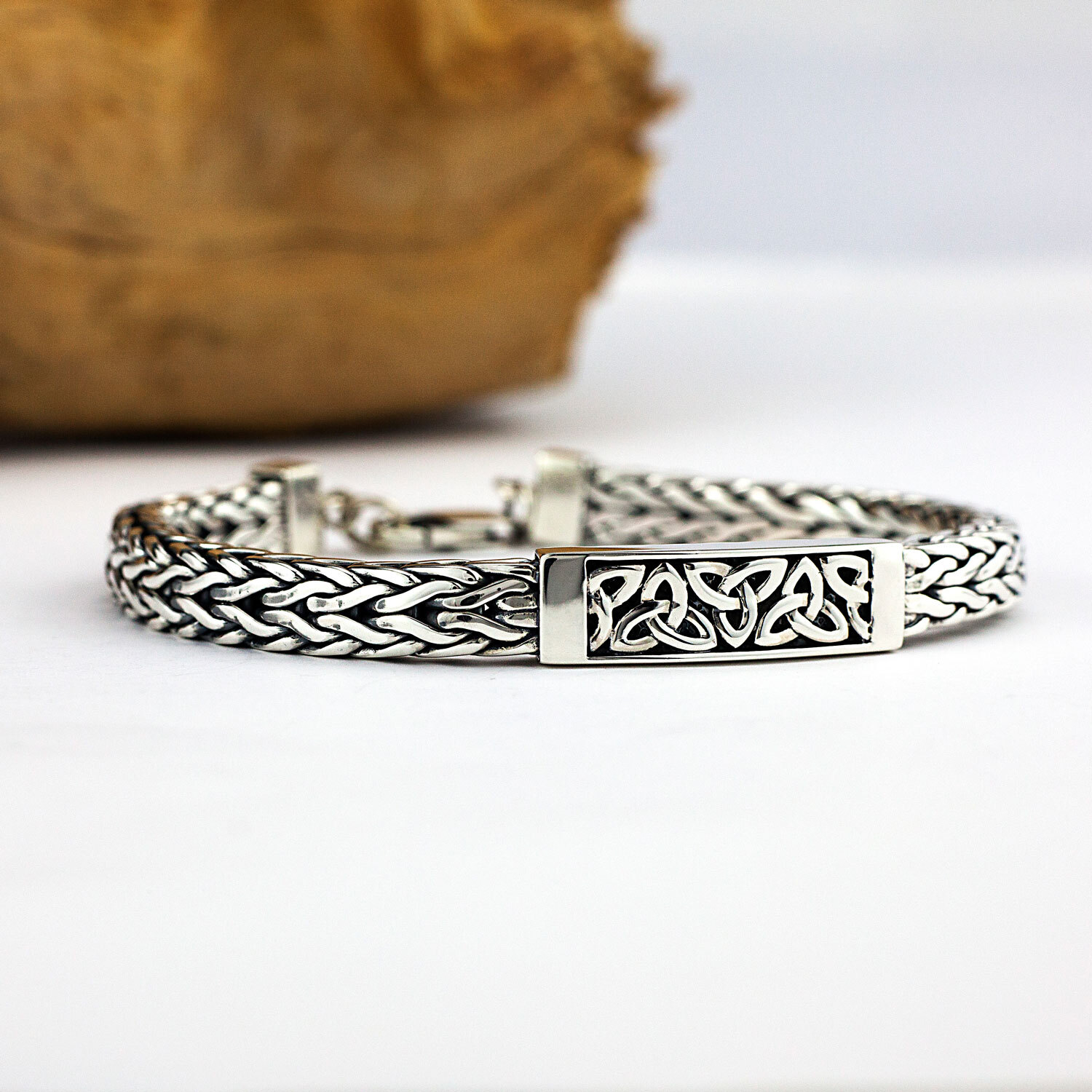 Viking Celtic Cross Trinity Knot Totem Magnetic Barcelet Cuff Bangle for Men 
