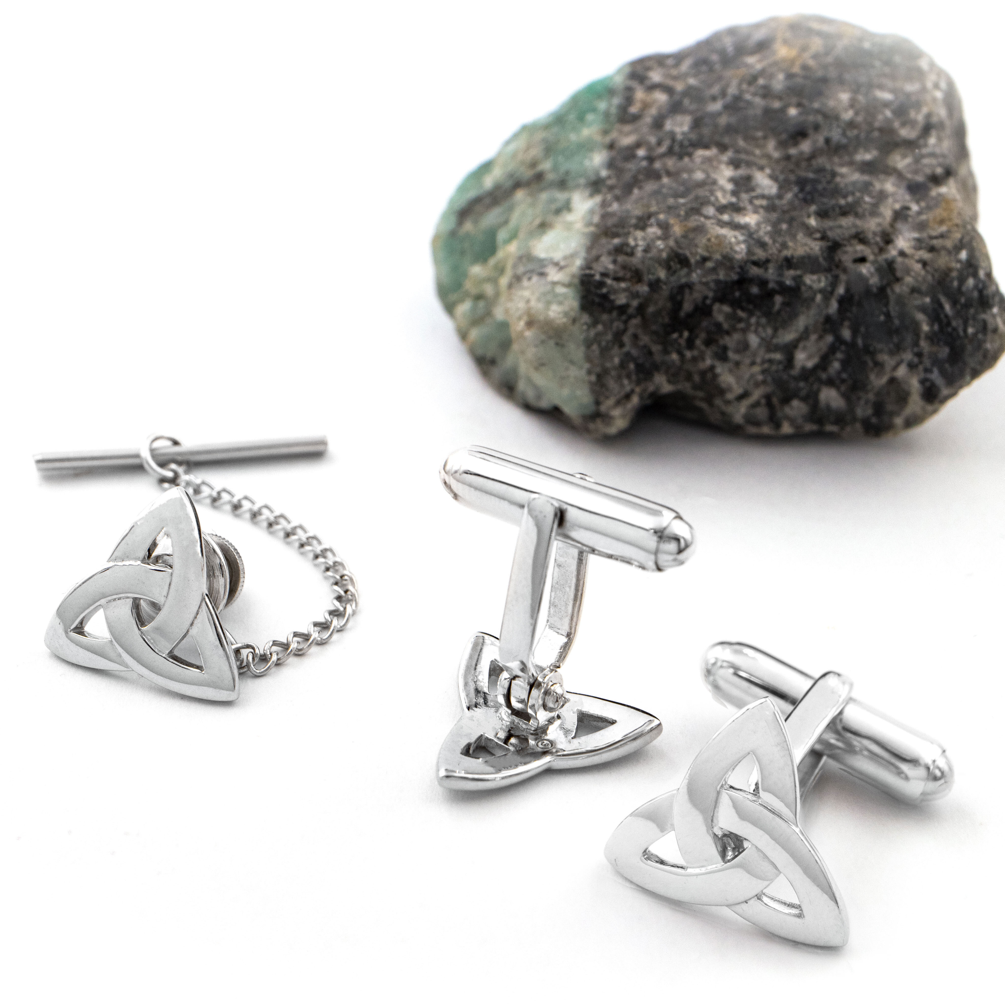 Mens Trinity Knot Cufflinks and Tie-Tack Gift Set,… | My Irish Jeweler