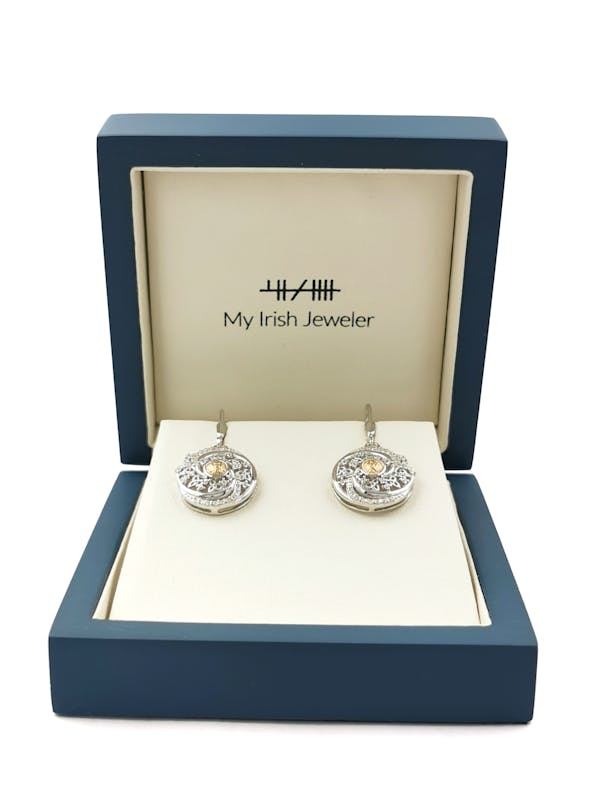 Authentic Sterling Silver & 18K Yellow Gold Trinity Knot Gift Set With a Polished Finish For Women. In Luxury Packaging.