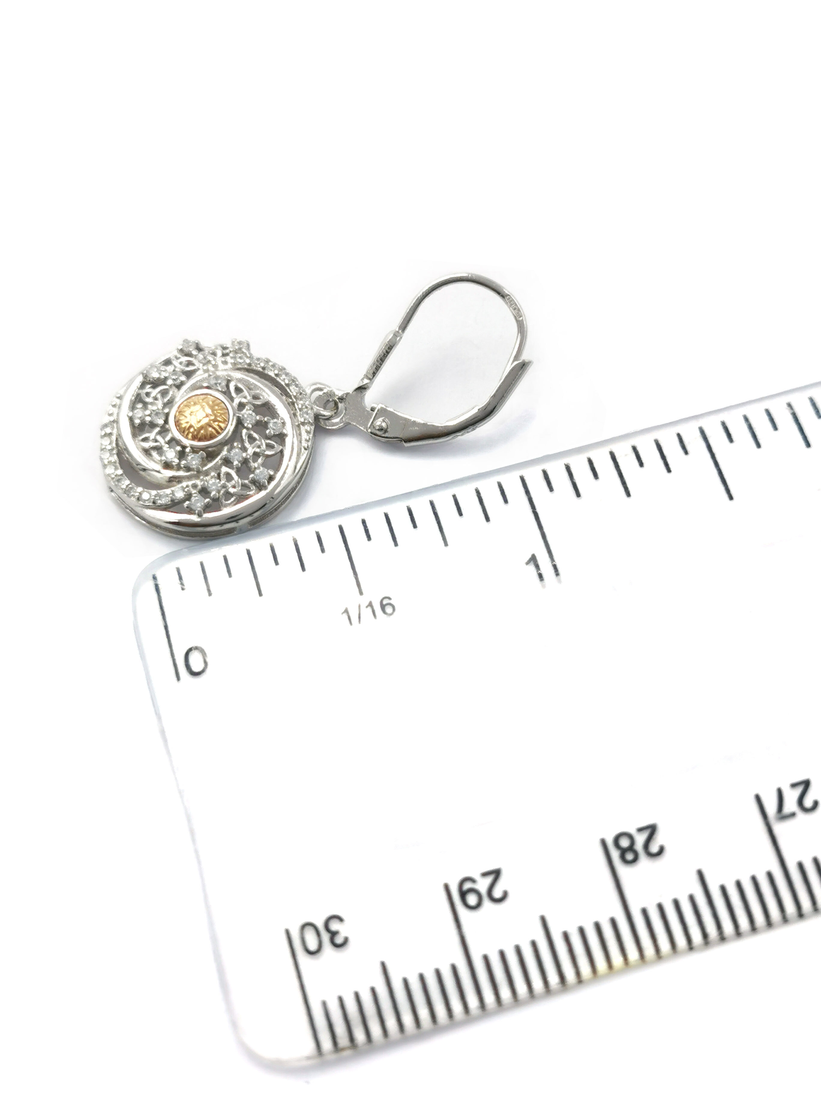 Womens Polished Trinity Knot & Celtic Warrior Gift Set in Real Sterling Silver & 18K Yellow Gold. Picture For Scale.