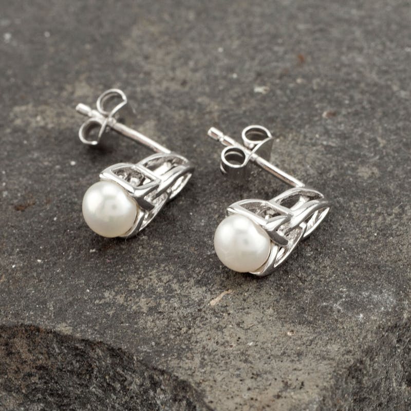 Orecchini A Perno Trinity Knot Triquetra In Argento Sterling - Foto 3