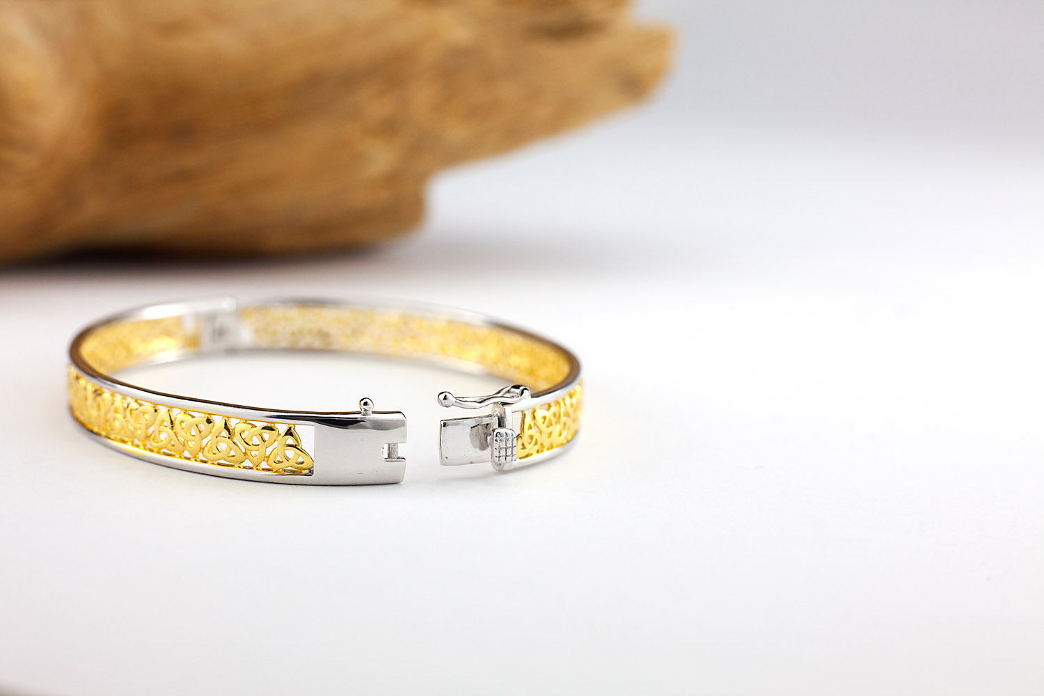 Two-Tone Sterling Silver Trinity Knot Bangle, From… | My Irish Jeweler