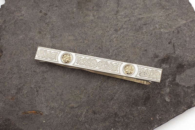 Sterling Silver Ardagh Tie-Bar With 10k Beads