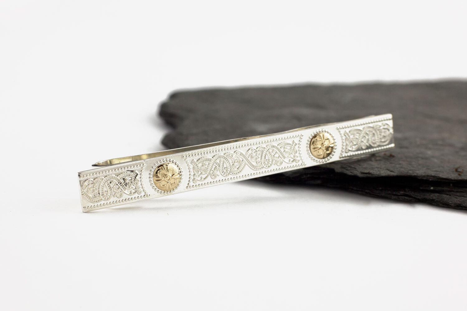 Authentic Sterling Silver & Yellow Gold Ardagh Chalice Tie Bar For Men