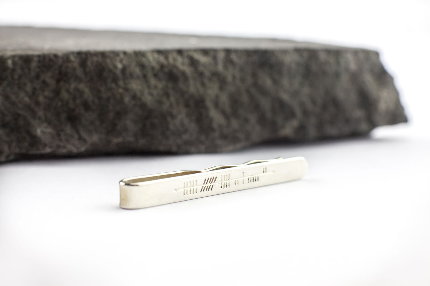 Mens Medium Sized Sterling Silver Ogham Tie Bar