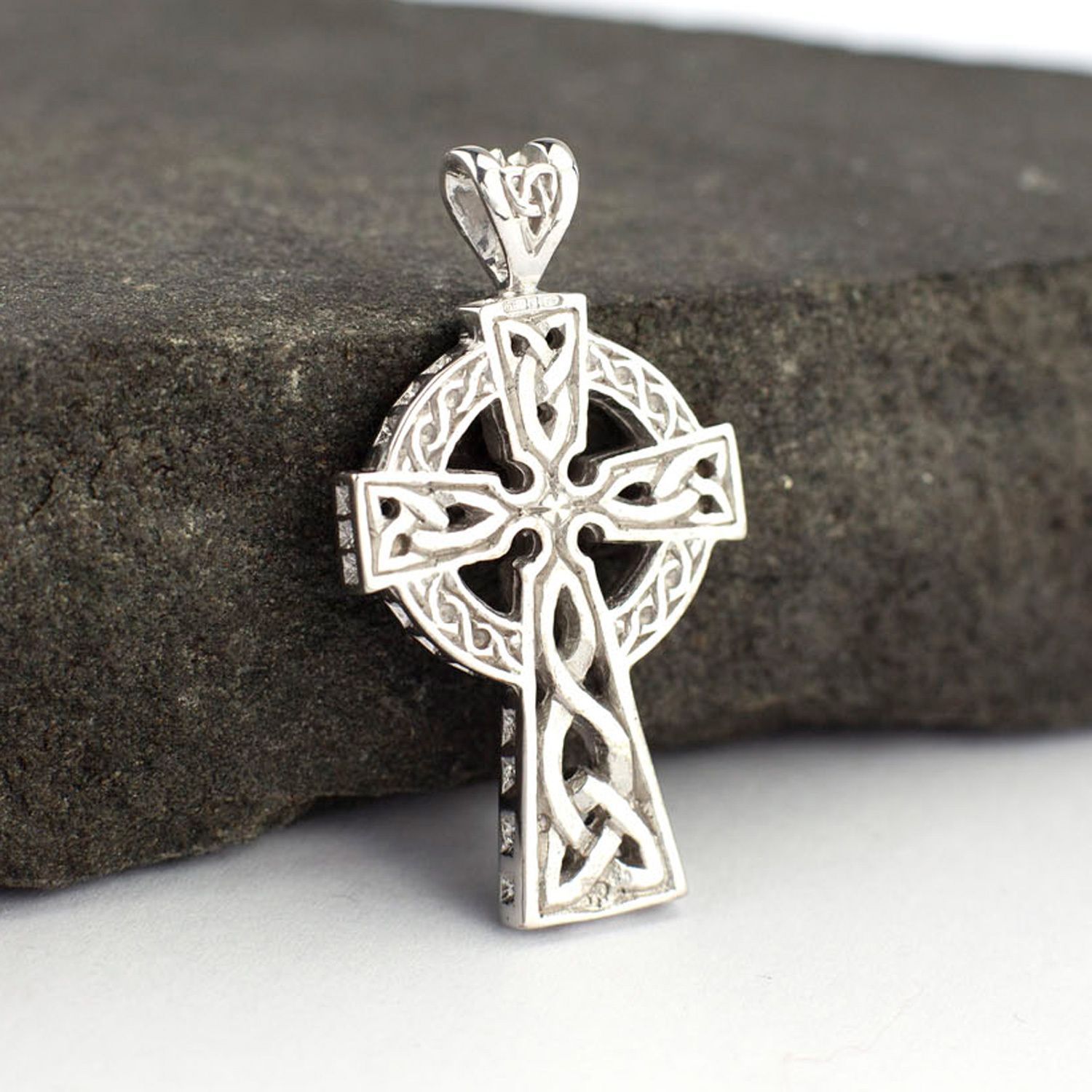 Sterling Silver Double Sided Heavy Celtic Cross, Made in Ireland