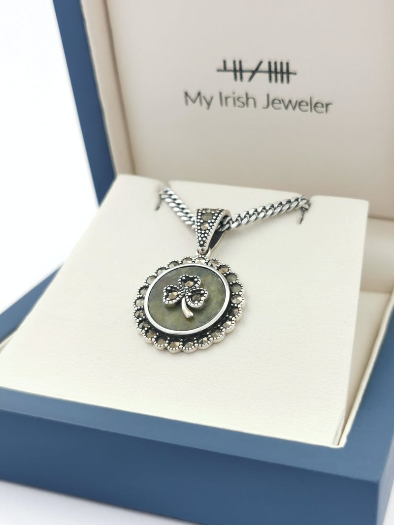 Genuine Sterling Silver Shamrock Gift Set For Women. In Luxury Packaging.